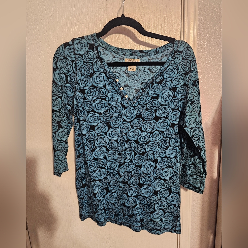 Lucky Brand Blue Floral Long Sleeve Tee